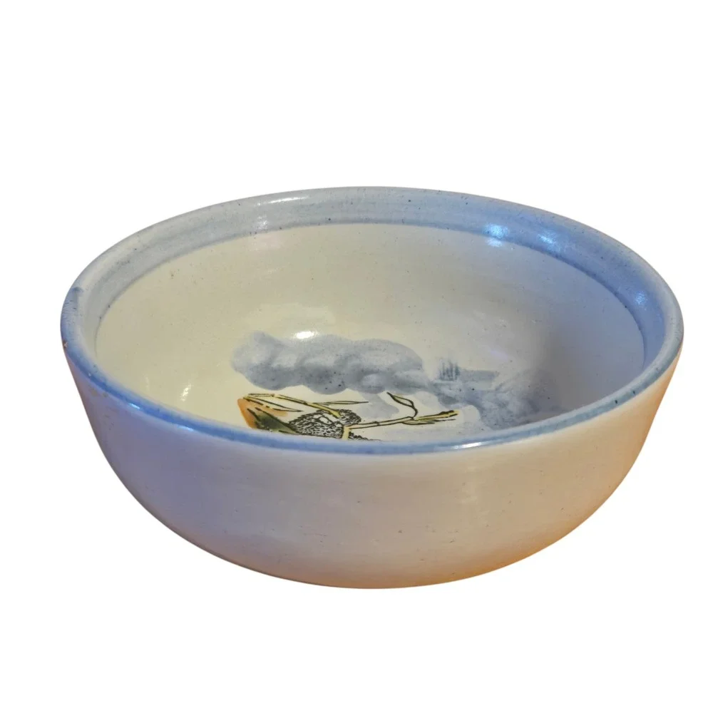 Louisville Stoneware Smithsonian Panda Bowl Blue Gray Pottery 5